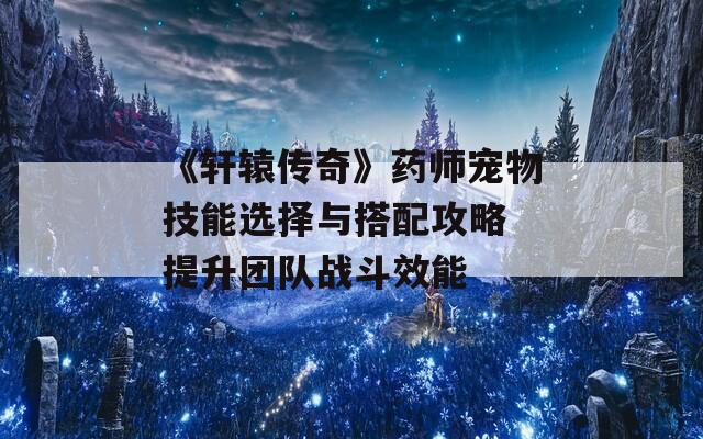 《轩辕传奇》药师宠物技能选择与搭配攻略 提升团队战斗效能