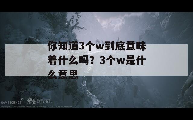 你知道3个w到底意味着什么吗？3个w是什么意思