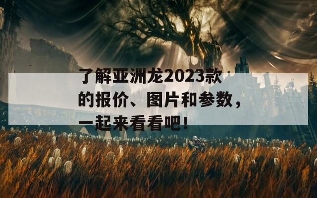 了解亚洲龙2023款的报价、图片和参数，一起来看看吧！