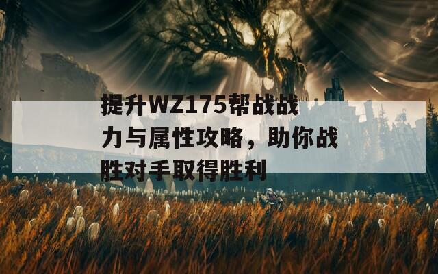 提升WZ175帮战战力与属性攻略，助你战胜对手取得胜利  第1张