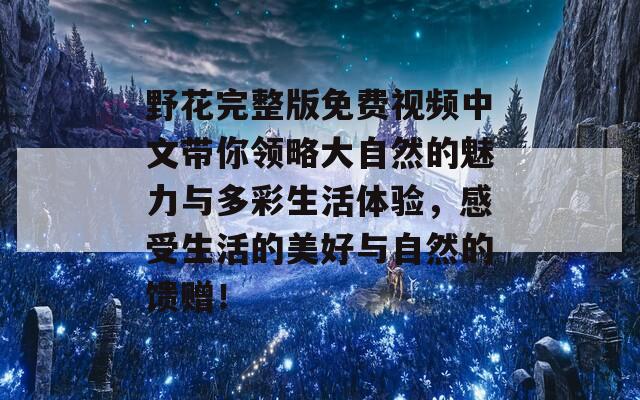 野花完整版免费视频中文带你领略大自然的魅力与多彩生活体验，感受生活的美好与自然的馈赠！