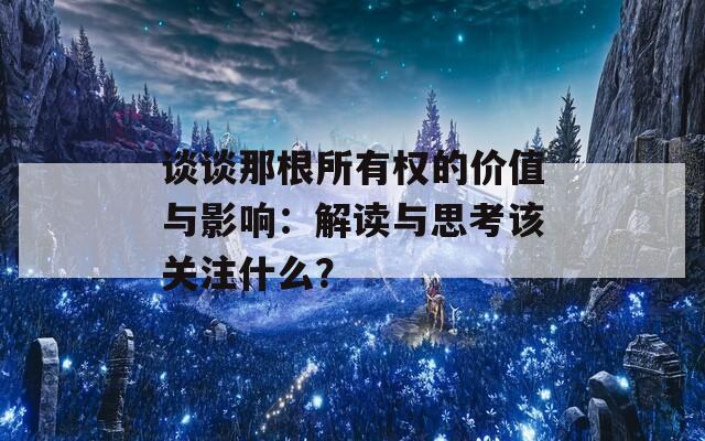 谈谈那根所有权的价值与影响：解读与思考该关注什么？  第1张