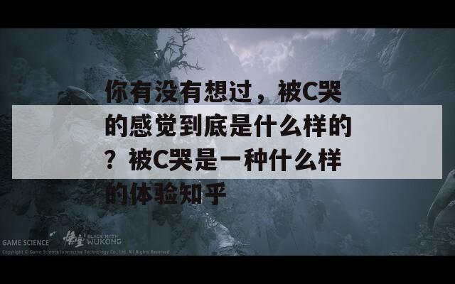 你有没有想过，被C哭的感觉到底是什么样的？被C哭是一种什么样的体验知乎